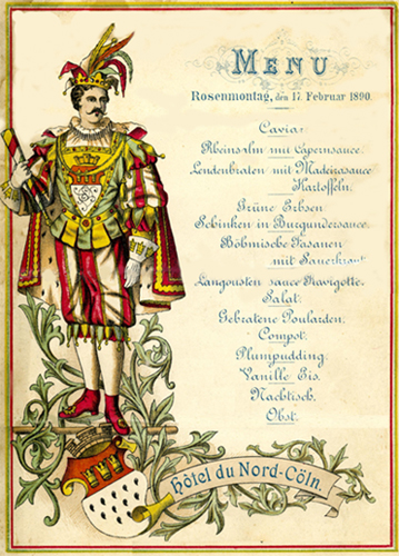 Speisekarte Rosenmontagszug 1890