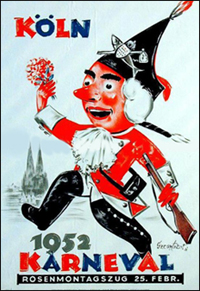 Plakat vom Rosenmontagszug 1952